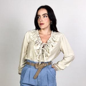 Blusa Volantes Crema