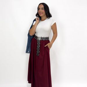 Falda Cotton Midi Granate